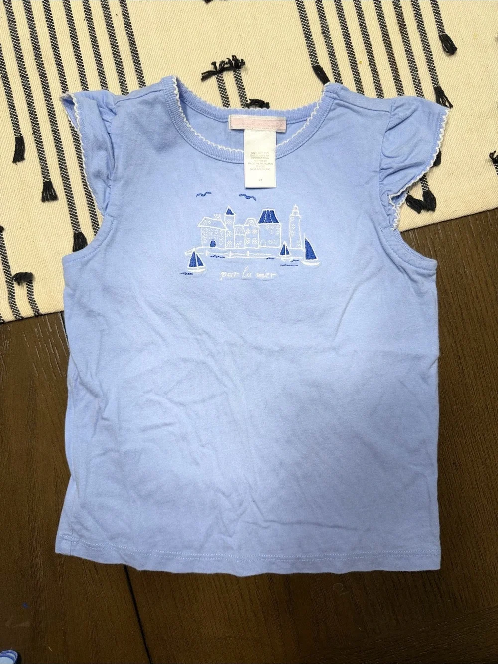 Janie and Jack Size 2/2T Bundle 4pc Blue Medallion Halter Dress Tops Eyelet Trim